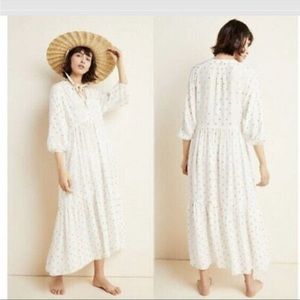 BNWT White Gold Polka Dot Anthropologie Dress size L